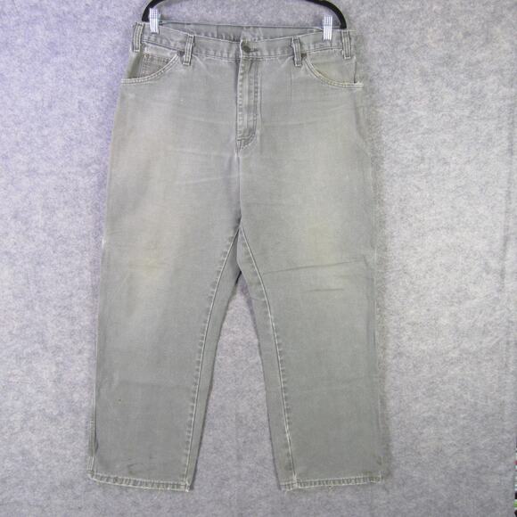 Dickies Carpenter Jeans Mens 38x30 Gray Workwear Utility Pockets 100% Cotton - Picture 1 of 10